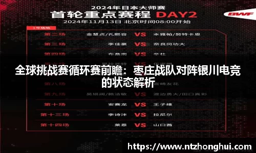 全球挑战赛循环赛前瞻：枣庄战队对阵银川电竞的状态解析